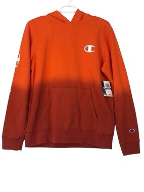 Champion Boys XL Ombre Hoodie Orange Red Fleece NWT